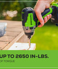 24V Brushless Impact Driver Kit With 3 Speed Settings, 2650 In-Lbs Torque, 2Ah Battery, And 2A Charger in use outdoors