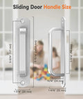Sliding Barn Door Handle Set In Aluminum Alloy For Closet showing handle dimensions and silver finish.