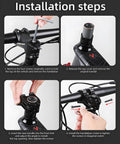 Installation steps for Dope Bike Stem For MTB E-Bike And Road Bikes, showing tool-free setup on a 31.8mm handlebar and 1-1/8 inch fork.