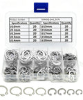 C Clip Assortment Kit Stainless Steel 200 Pcs M10 To M20 Internal And External Snap Rings 304 Stainless 10 Sizes For Auto Machinery And DIY Projects Great For Mechanics, plastic case with 10-20mm circlips