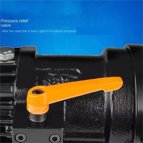 Rock Solid Electric Rebar Bender And Cutter Featuring Killer 800W Motor Smooth Hydraulic Action For 4 To 16 Mm Steel Rods Pressure relief valve.