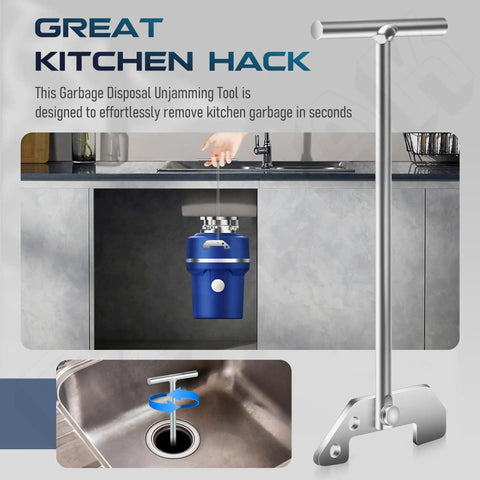 Garbage Disposal Unjamming Wrench Tool Universal Compatibility With Moen InSinkErator And Waste King Disposals Above The Sink Clearing Clogs Quick And Easy No Fuss Repair