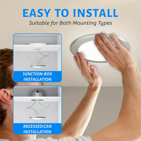 Installation of 6 Inch LED Flush Mount Disc Light Dimmable Ceiling Fixture 4000K Cool White 1000 Lumens 16.5 Watts