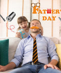 Father and daughter on couch for Father's Day, featuring Ultimate Universal Socket Tool Set With Power Drill Adapter 7mm To 19mm Range.