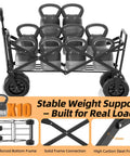 Heavy Duty 350 Lbs Collapsible Wagon for Camping showing reinforced frame and wheels, loaded with weights