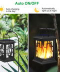 Outdoor Solar Lanterns Waterproof Hanging Lights For Garden Yard Patio Black 2 Pack solar lantern day and night