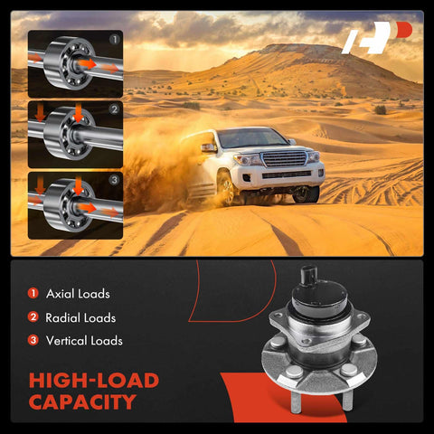 Two Pack Rear Wheel Bearing And Hub Assembly With ABS And Five Lug Compatible With Toyota Corolla Matrix Prius And Pontiac Vibe From 2003 To 2008 FWD Only Easy Install with high-load capacity illustration