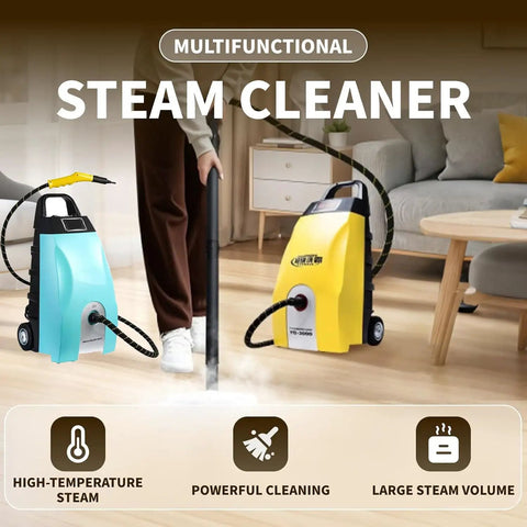 High Pressure Steam Cleaner 3000W With Fast 40 Second Heat Up Removes Stubborn Grease From Car And Kitchen Surfaces With 110 Degree Celsius Hot Steam And 3.5L Large Water Tank Capacity For Deep Cleaning Jobs in use.