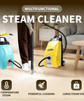 High Pressure Steam Cleaner, 2500W Or 3000W Portable Steamer With 3.5L Tank, Yellow and Blue models in action.