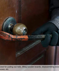 8 Inch Nail Puller Claw Bar With Flat Pry Blade for prying door frame, heavy duty demolition tool in use