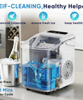 Countertop Ice Maker With Handle, Fast 6 To 8 Minute Bullet Ice Cubes, Produces 26 Lbs Per Day, Self Cleaning With Ice Basket And Scoop