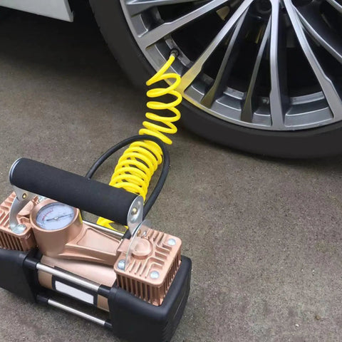 Heavy Duty Tire Inflation Hose Rock Solid Screw Lock Connector Tough As Nails Construction for inflating cars with compressor.