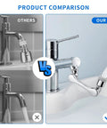 Comparison: Faucet extender for bathroom sink with 1080 degree robotic arm swivel aerator vs standard faucet