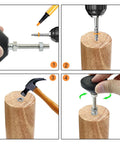 Installation steps for Heavy Duty M8 Thread Leveling Feet Four Pack; showing adjustment and mounting process on wood.