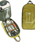 Waterproof Camp Kitchen Knife Bag With Large Capacity Storage And Hooks For Camping Outdoor Cooking Gear Organizer, Green