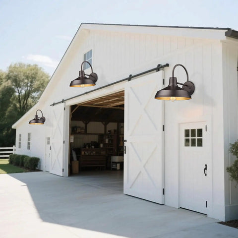 Gooseneck Outdoor Barn Light Wall Sconce Set Exterior Porch Lighting Fixture In Oil Rubbed Bronze Classic Farmhouse Wall Mount Lamp For Backyard Yard Deck Hallway And Entry Durable Weatherproof 2 Pack
