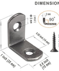 L Shaped Corner Bracket 1 Inch Right Angle Metal Support For Wood Shelves Cabinets Furniture Desks Drawers Pack Of 16 With Screws Gun Metal Black Finish dimensions diagram