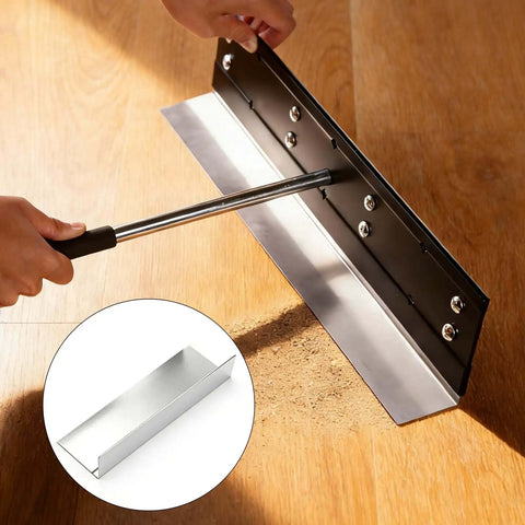 Hands using 16 Inch Sheet Metal Folding Hemming Tool Heavy Duty Steel Hand Bender With Three Eighths Inch And One Inch Depths on wood surface