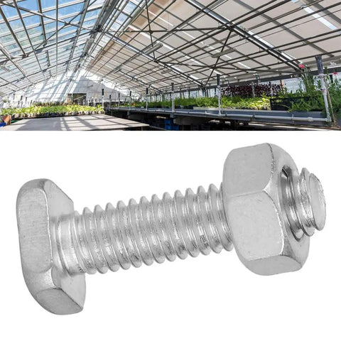 20 Sets Of M6x22 Bolts And M6 Nuts With Flat And Lock Washers For Aluminum Greenhouse Hardware Replacement Standard Size Repair Kit in a greenhouse