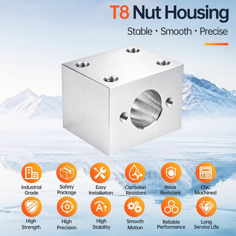 Real Deal T8 Lead Screw Nut Housing Bracket Mount Holder Block Smart Pick For CNC Routers And 3D Printers Heavy Duty aluminum 35x30x28mm
