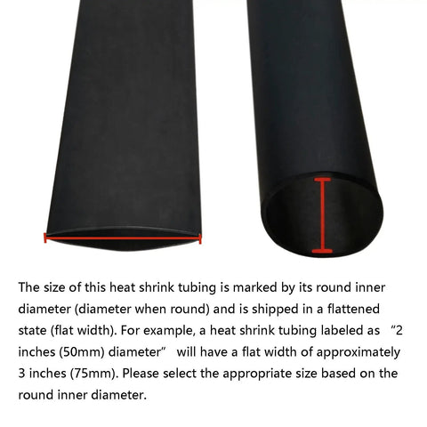 Heavy Duty Marine Grade Dual Wall Heat Shrink Tubing Roll 3:1 Adhesive Lined Wire Jacket Half Inch By Ten Feet Black flat and rolled view