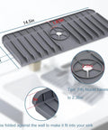 Silicone Sink Splash Guard Behind Faucet Drip Catcher Mat Keeps Counters Dry, grey, 14.5x5.4 inches, kitchen sink pad