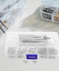 Glasses Repair Kit With Eyeglasses Screwdriver And 527 Pieces Screws Nose Pads For Sunglasses And Eyeglasses Maintenance Portable Vision Care Toolkit For Spectacle Parts On The Go, featuring organized screws and tools in a clear case.