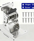 Premium Folding Brackets With Self Locking Hinges And Mounting Screws For Table Legs and Bed Frames showing sturdy steel hinge with screws.