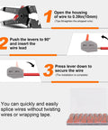 90 Piece Lever Wire Connectors Kit For Quick Wire Splice Push In No Fuss Easy Install 2 3 5 Conductor Options shown in steps