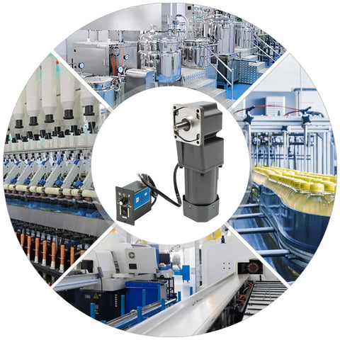 110V high torque gear motor for industrial machinery with speed controller and 45 RPM output for automation and packaging lines