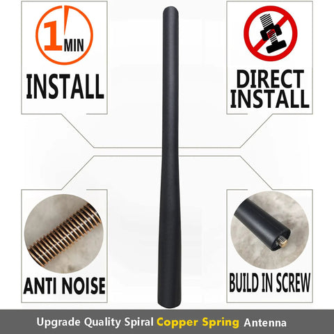 7 Inch Car Wash Proof Rubber Antenna For Nissan Versa 2012 To 2019, Internal Copper Coil Mast, Easy Install, Anti Noise Feature