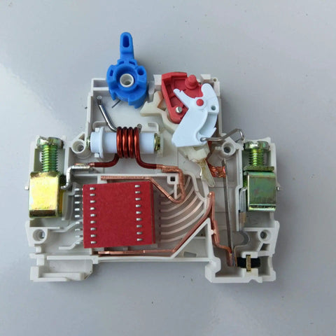 Internal view of Two Pole 63A 400V Low Voltage Miniature Circuit Breaker For DIN Rail Mount NXB63A C63 C63A Panel Protector
