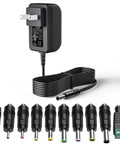 24V 1A Power Adapter With 24W Output Regulated Switching Wall Charger Includes 10 DC Tips Dope Universal Power Supply For 24V Devices Under 1A UL Certified Safe And Reliable For Home Office Travel, black wall plug with cable