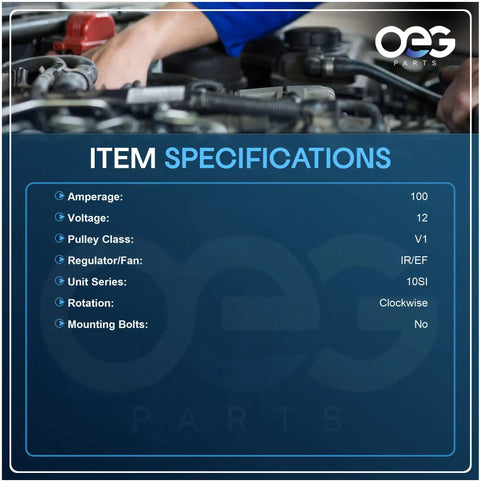 Marine 12V 100 Amp Alternator Two Wire Self Exciting Delco Style specs with amperage, voltage, and rotation details, for boats