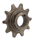 Front Sprocket For 415 Chain With Ten Teeth Iron Alloy Build For 2 Stroke Motorized Machines, showing metal construction and teeth.