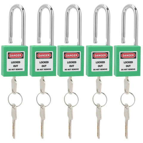Tough As Nails 38 Mm Padlock Lockout Tagout Kit With Five Insulated Locks Ten Keys And Writable Tags To Secure Machines Prevent Unwanted Starts In Extreme Temps Ideal For Shop Floors Or Repair Crews Wanting Durable Industrial Safety Gear Top Pick. five green 38mm insulated lockout padlocks with keys