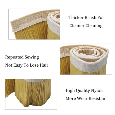 Close-up of the Professional Grade Yellow Nylon Strip Vacuum Brush For CNC Router And Milling Machine Solid 1M X 100Mm with thick, soft bristles.