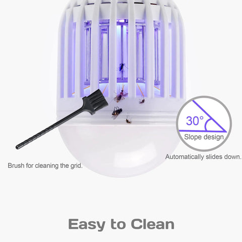 Close-up of 2-Pack Bug Zapper Light Bulb 2-In-1 Indoor Mosquito Zapper Gnat Trap Electric Fly Insect Killer with cleaning brush