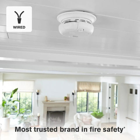 Installed Interconnect Ready Hardwired Smoke And Carbon Monoxide Alarm With Battery Backup And Voice Alerts, ceiling view