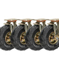 Heavy Duty Rubber Caster Wheels 4 Pack, 10 Inch Pneumatic Rollers with swivel plate and brakes, designed for smooth cart mobility.