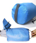 Lightweight Gear Stash Stuff Sack Set Three Pack For Travel And Hiking, Ultralight Ditty Bags With Dust Flap shown with blue fabric.