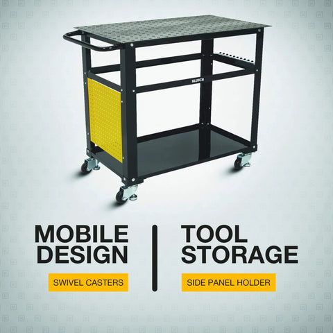 Mobile Welding Table With Firm Grip Handle And Heavy Duty Swivel Casters For Metal Fit Up Kit Space Saving Welding Workbench Top