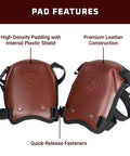 Knee Pads For Pros With Top Grain Leather, All Day Comfort, Floor Safe And Non Marking Design, Thick High Density Padding