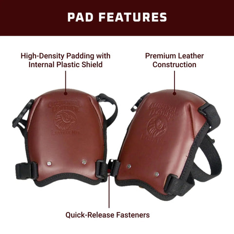 Knee Pads For Pros With Top Grain Leather, All Day Comfort, Floor Safe And Non Marking Design, Thick High Density Padding