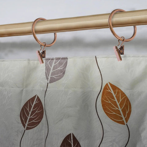 50 Pieces Vintage Bronze Shower Curtain Hooks With Hanging Clips And Glide Rings For Bathroom on curtain rod