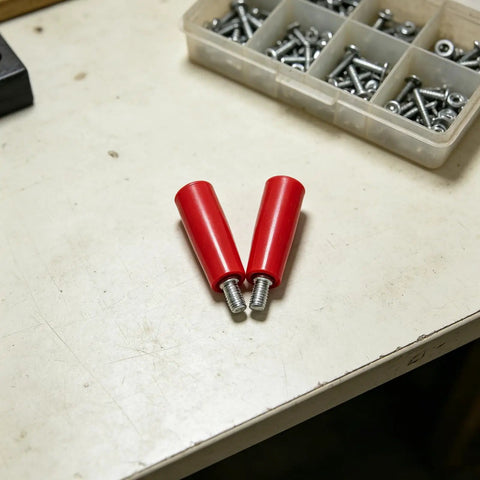 Durable 2-Piece M10x80 Revolving Crank Handle For Lathe And Milling Machines With Smooth Red Bakelite Grip And Iron Build for heavy duty.