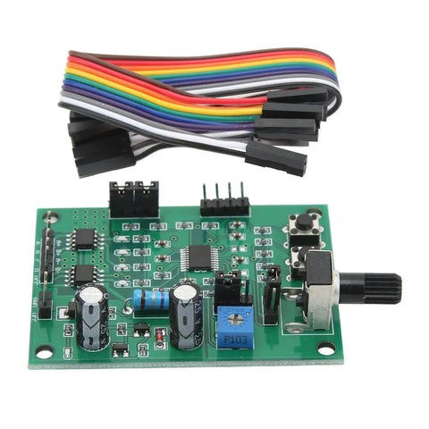 Micro Stepper Motor Driver Board For Robotics And Automation, compact green PCB with rainbow jumper cables