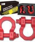 Beefy Heavy Duty 80000 Lb Break Strength D Ring Shackles 3/4 Inch Clevis Shackles With 7/8 Inch Pin, red shackles in packaging
