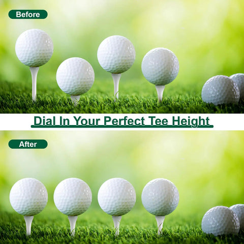Adjustable Aluminum Golf Tee Height Tool With Precise Scale In Half Centimeter Increments For Easy Stance Tweaks And Consistent Swings Outdoor Training Aid Built For Pro Level Accuracy in use before and after