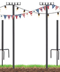 2 Pack 9 Ft Outdoor String Light Poles With Adjustable Height And Wide Top Hook For Deck Backyard Parties Christmas Garden Ambiance